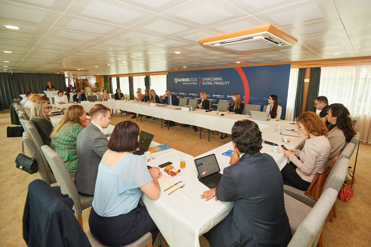 Interactive workshop on climate security and environmental sustainability with experts and attendees at GLOBSEC.